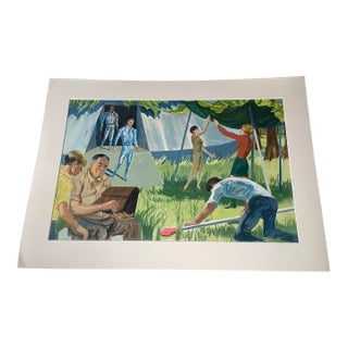 Land of the Giants Concept Art Painting by Irwin Allen 1960's Original Production Art Mid-Century Modern Hollywood Tv Film Movies For Sale