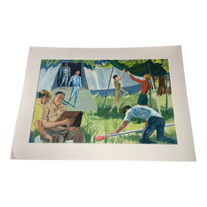 Land of the Giants Concept Art Painting by Irwin Allen 1960's Original Production Art Mid-Century Modern Hollywood Tv Film Movies
