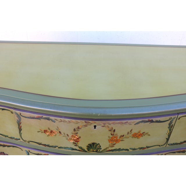 French Provincial Hand-Painted Green Five-Drawer Dresser, Circa 1950s For Sale - Image 12 of 18