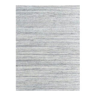 10x14 Gray Hand-Knotted Wool Striated Geometric Modern Carpet Rug For Sale