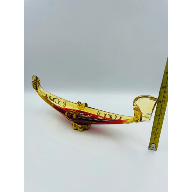 Mid 20th Century Ruby & Gold Murano Art Glass "Gondola" Sculptures - Set of 2 For Sale - Image 10 of 13