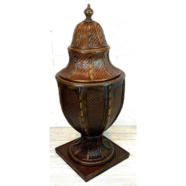 Large British Colonial Style Rattan and Wicker Urn Chairish