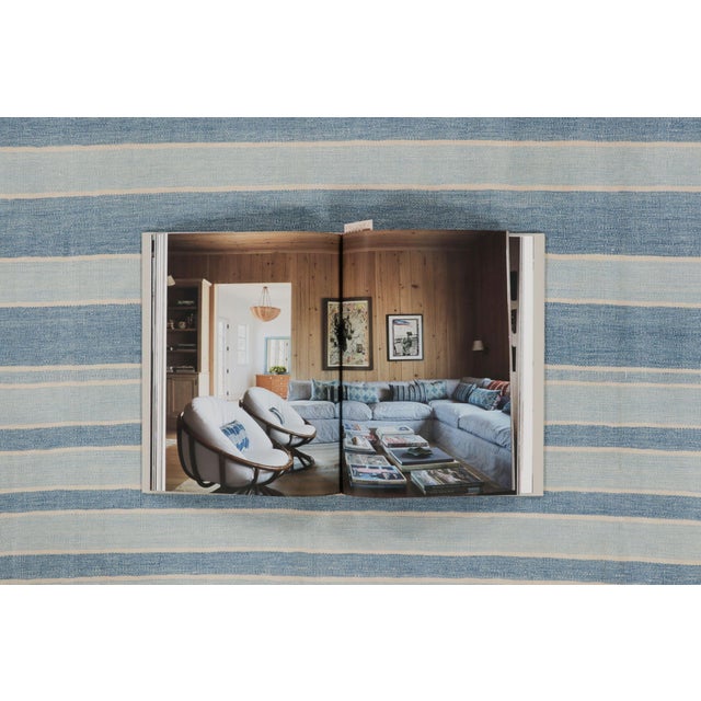 Blue Vintage Dhurrie Rug With Blue and Gray Geometric Stripes - Rug & Kilim For Sale - Image 8 of 9