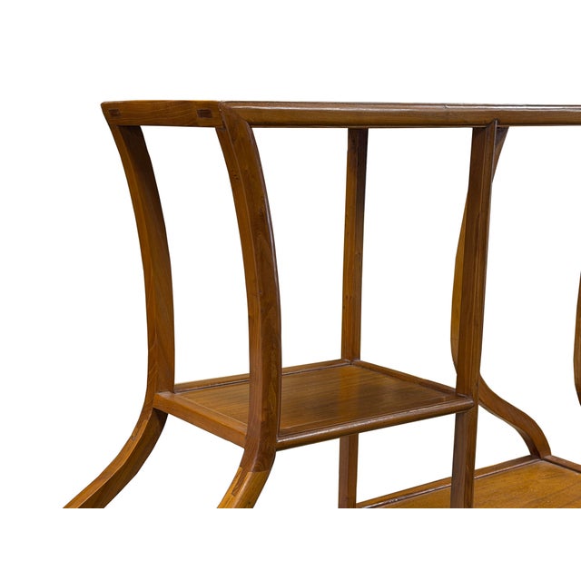 Oriental Light Brown Vase Shape Step Shelves Display Cabinet Divider For Sale - Image 11 of 13