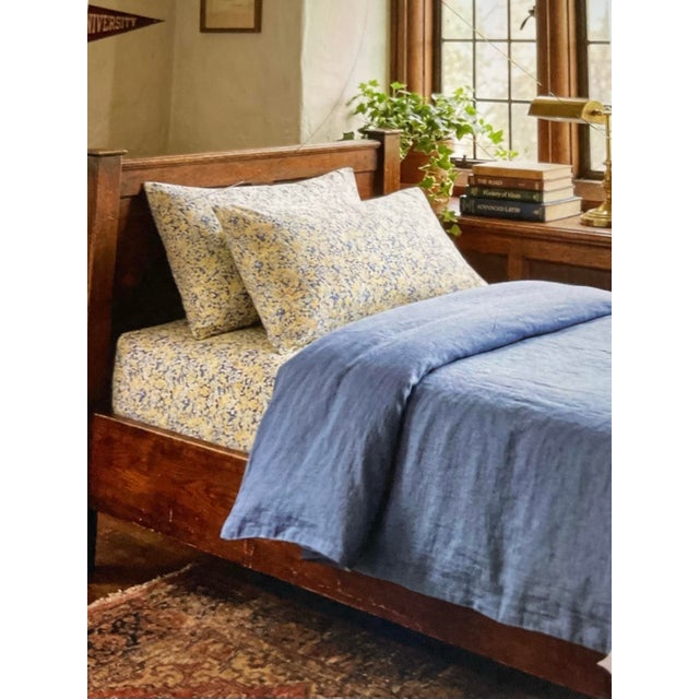 American 1990s King Size Tommy Hillfiger Pillow Shams. Yellow/ Blue Flower Motif For Sale - Image 3 of 3