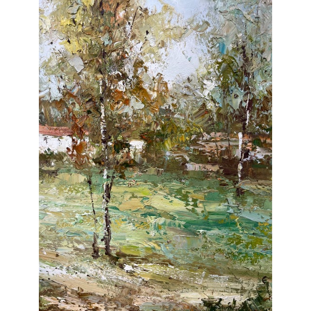 Wood Impressionistic Landscape Original Oil Painting For Sale - Image 7 of 12