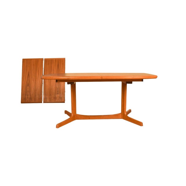Brown Danish Mid-Century Teak Expandable Dining Table For Sale - Image 8 of 12