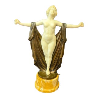 Early 20th Century Alabaster & Bronze Dancing Lady For Sale