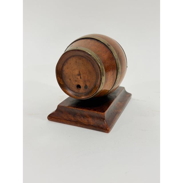 Georgian Barrel-Form Brass Bound Mahogany String Holder C. 1830 For Sale In Providence - Image 6 of 7