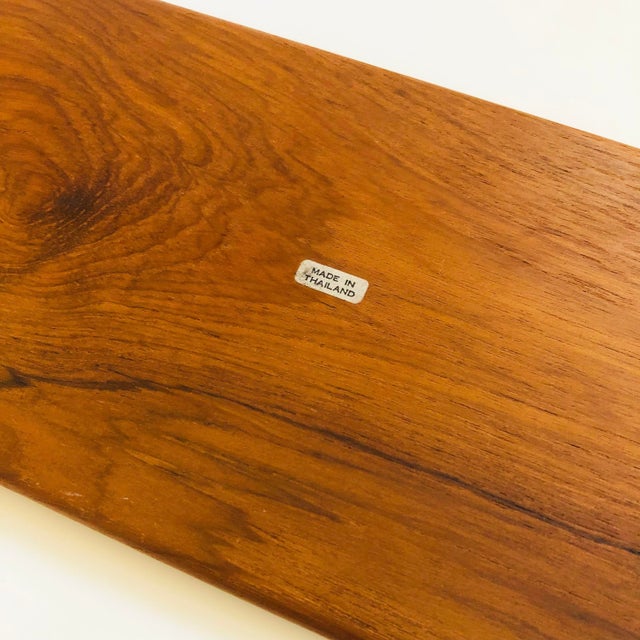 Brown Mid Century Long Teak Paddle Cutting Board For Sale - Image 8 of 8