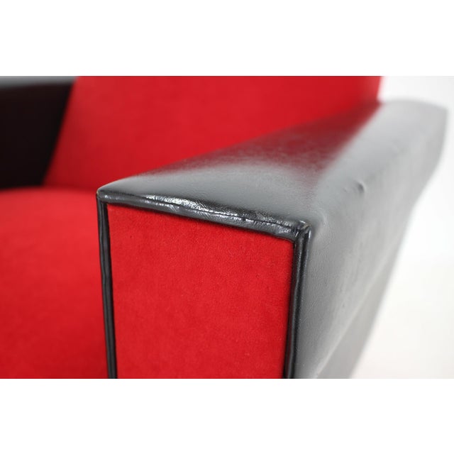 Set of Leatherette and Red Fabric Armchairs, Czechoslovakia, 1970s For Sale - Image 11 of 15