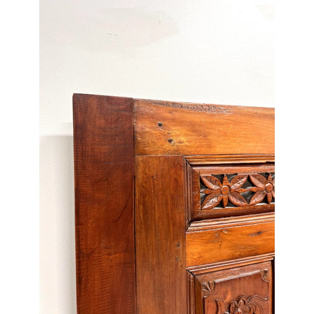 Asian 20th Century Carved Balinese Mahogany Doors Converted to Headboards - Pair For Sale - Image 3 of 9