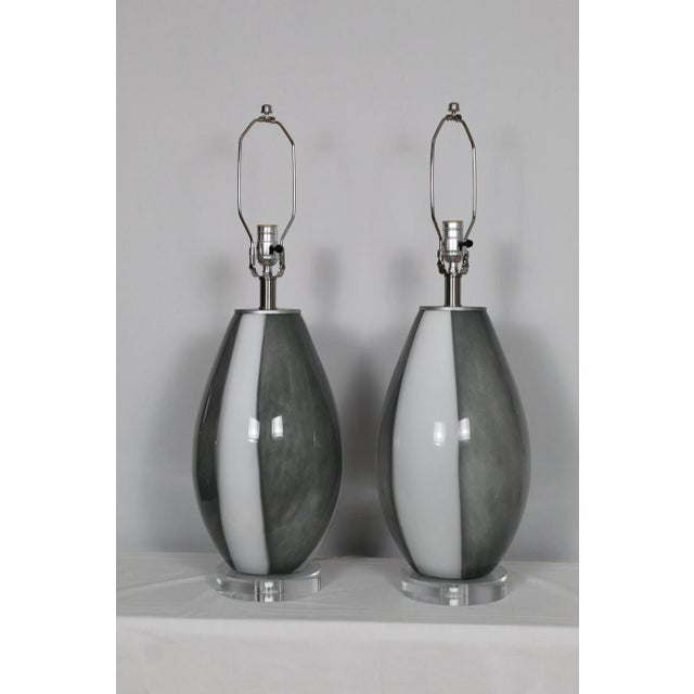 1960s Organic Shape Murano Glass Table Lamps - a Pair For Sale - Image 9 of 10