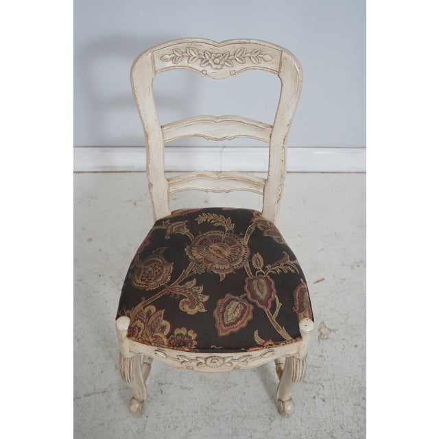 Age: Approx: 30 Years Old Details: Factory Distressed Painted Nice Carved Details Country French Style Upholstered Seats...