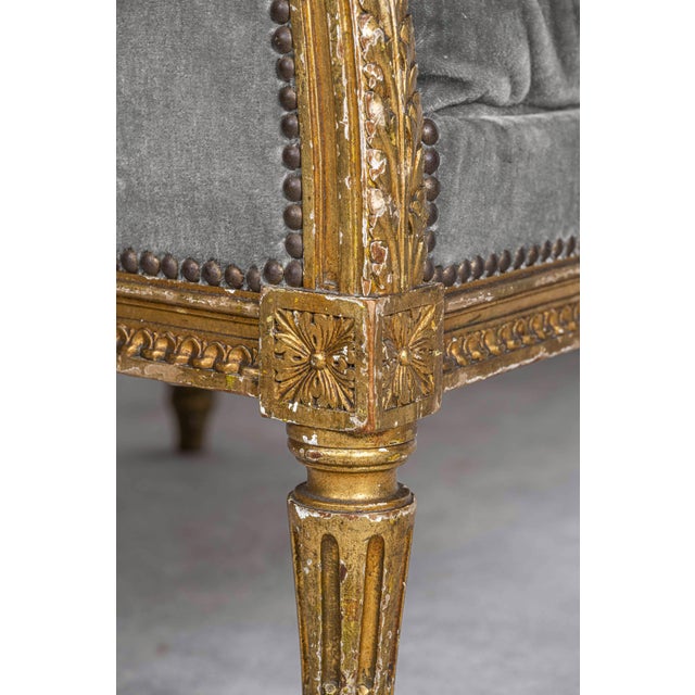 French Louis XVI Giltwood Wing Chair For Sale - Image 16 of 18