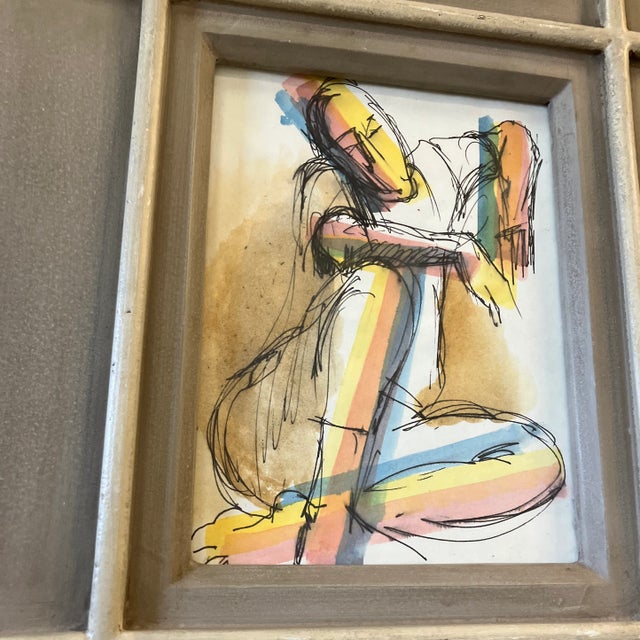 Original 6 x 8 painting on paper unsigned Overall with frame is 14 x 16