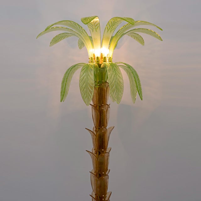 Palm Tree Floor Lamp in Murano Glass and Brass, 1979, Set of 2 For Sale - Image 6 of 15