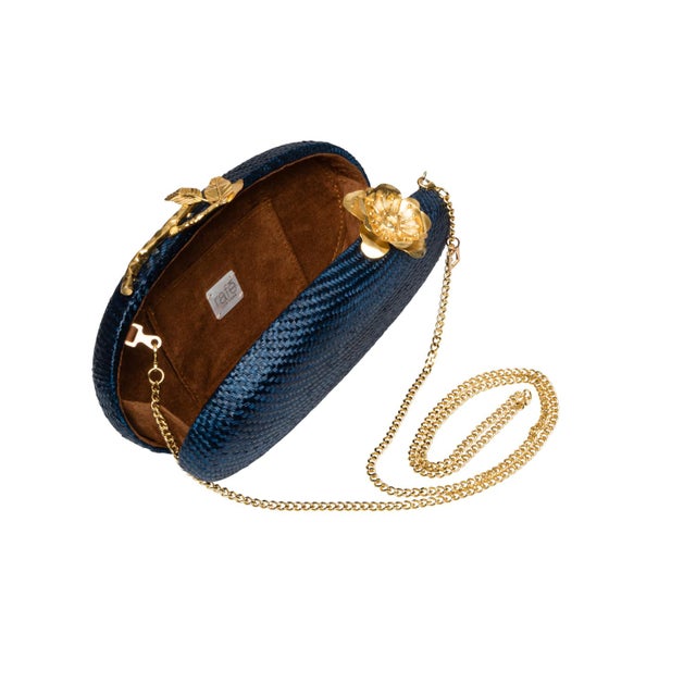 Joanna Oval Clutch in Navy For Sale - Image 4 of 7