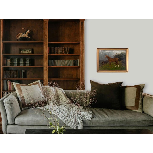 English 1920s "Portrait of ‘Patrick’ a Chestnut Hunter" Antique Horse Painting Oil on Canvas by George Wright For Sale - Image 3 of 13