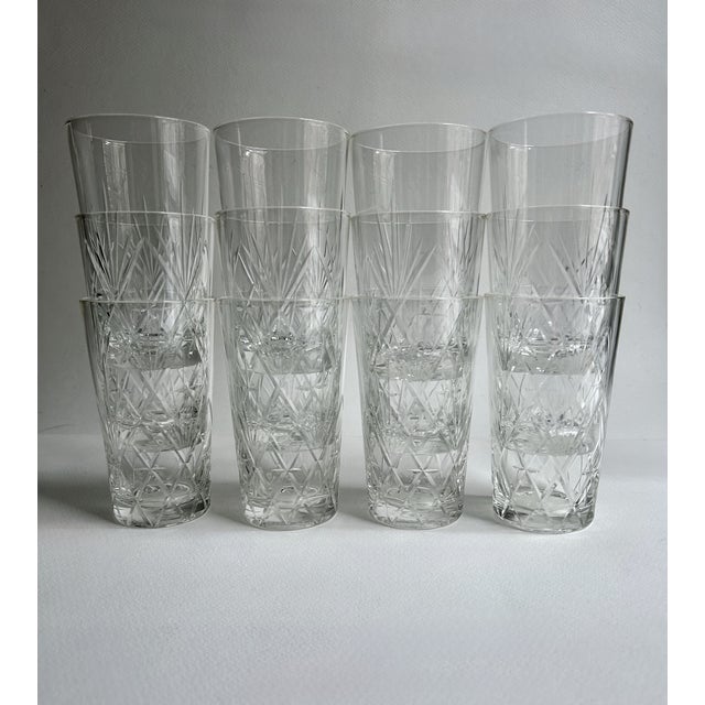 Mid 20th Century Vintage Set of 12 Cristal d'Arques Durand Clear Cut Crystal Tumblers For Sale - Image 5 of 17