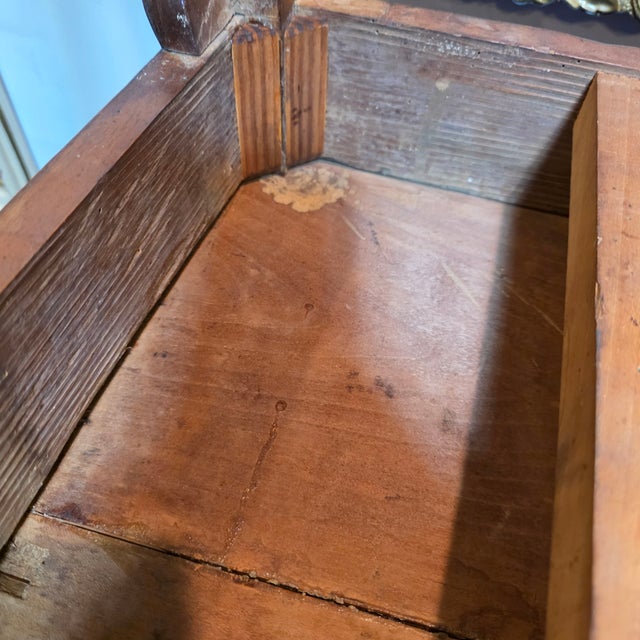 Antique Provincial Queen Anne Cabriole-Leg Writing Table in Warm Patinated Wood With Brass Ring Pull, Circa 1780–1830 For Sale - Image 14 of 17
