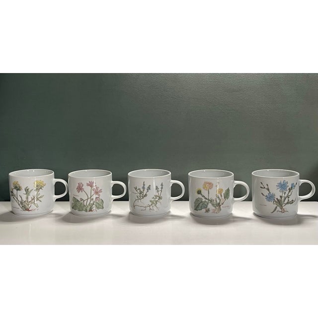 Farmhouse Late 20th Century Wildflower Coffee Mugs- Set of 4 For Sale - Image 3 of 9