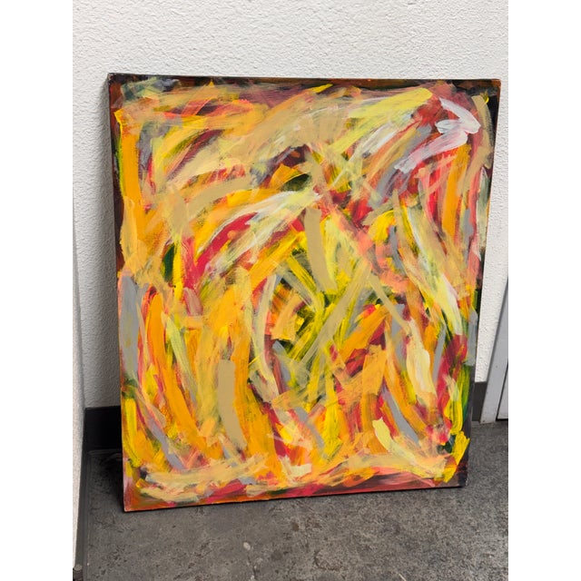 Design Plus Gallery presents a Circa 2025 Abstract Acrylic on Canvas by artist John Fooks. Expressive layered brushwork...
