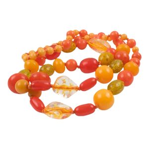 Bakelite and Lucite Long Necklace Sunny Yellow and Orange Colors