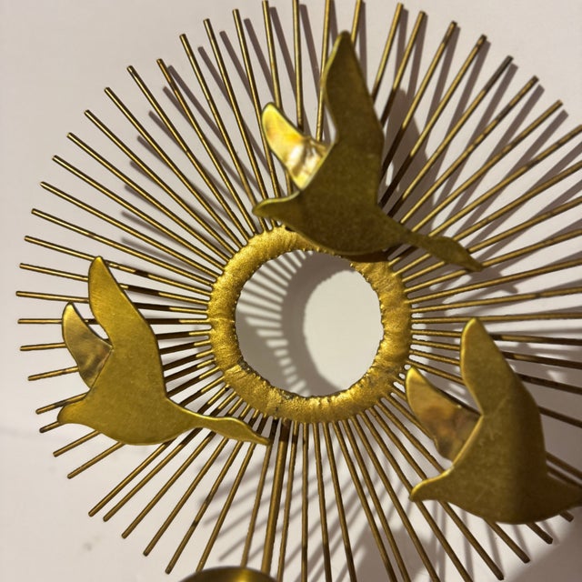 Mid-Century Modern 1960s Mid Century Modern Atomic Gold Metal Flying Geese Sunburst Wall Candle Sconce 1 Piece For Sale - Image 3 of 11