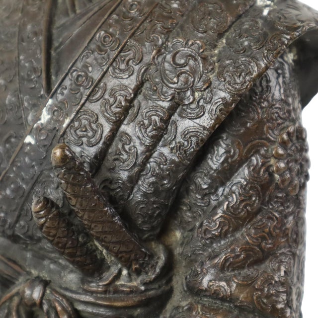 Japanese Artist, Bronze Sculpture of a Japanese Warrior Kneeling Samurai, 1950s, Bronze For Sale - Image 12 of 13