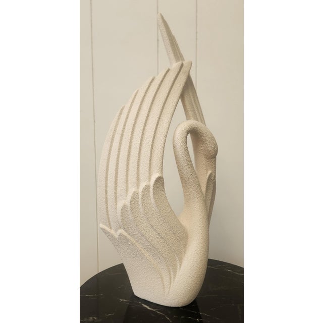 Haeger Art Deco Revival White Ceramic Swan Haeger 1980s For Sale - Image 4 of 10