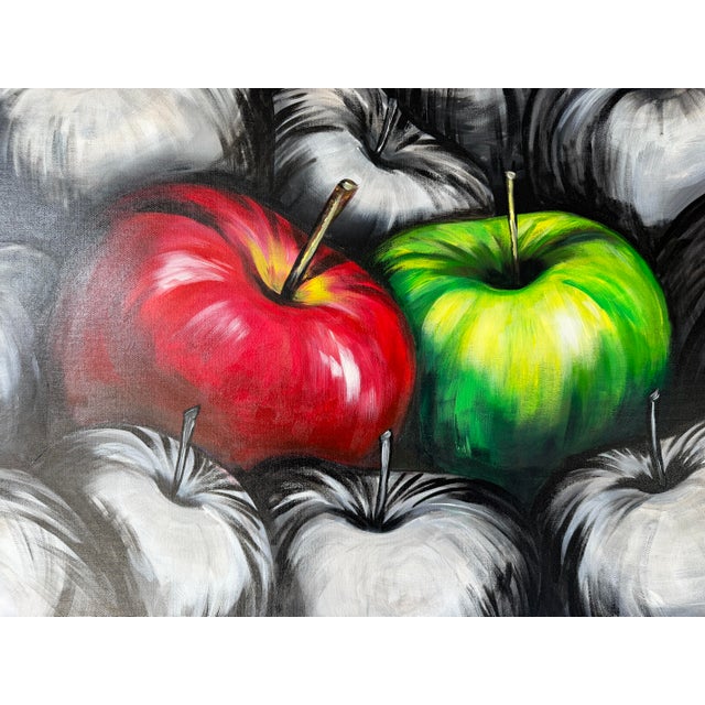 Modern Maritza Still Life Apples Acrylic on Canvas Painting, Framed For Sale - Image 4 of 12