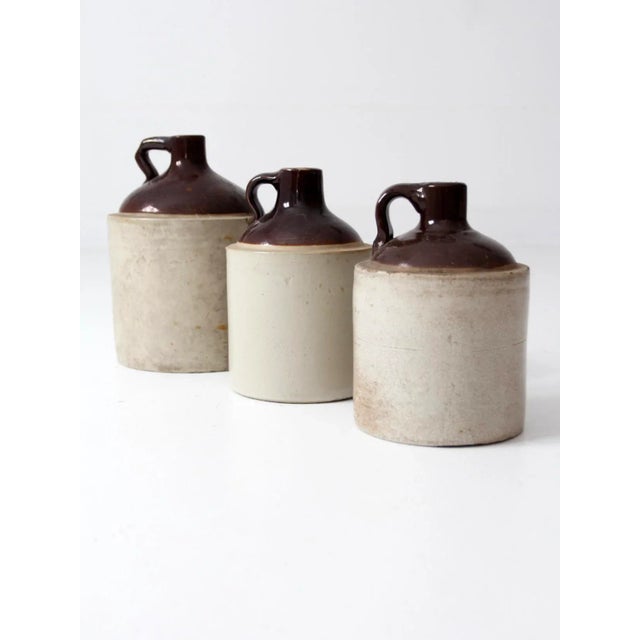 Ceramic Antique Stoneware Crock Jugs - Set of 3 For Sale - Image 7 of 7