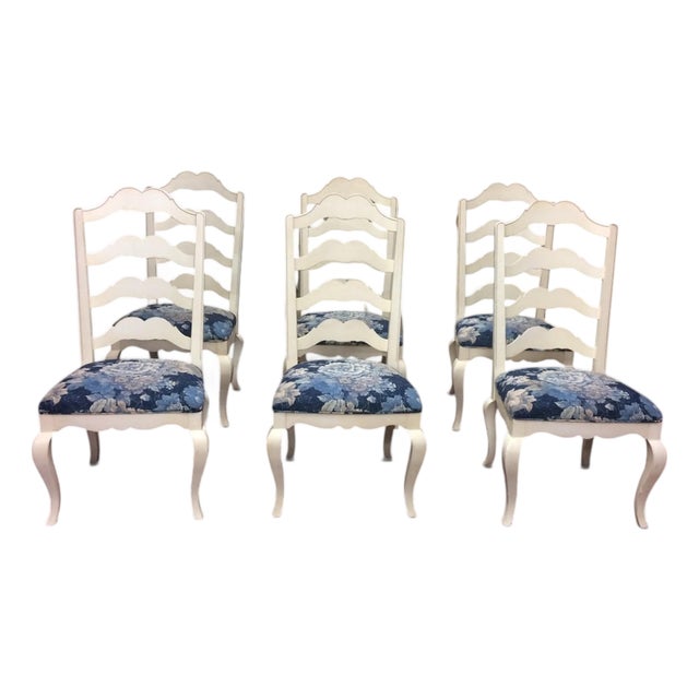 Vintage Ladder Back Chairs, Ethan Allen Furniture, Set of Six For Sale