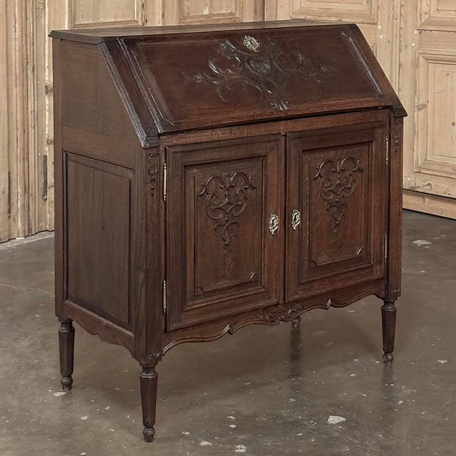 19th Century Liègeoise Louis XVI Style Solid Oak Secrétaire For Sale - Image 4 of 18