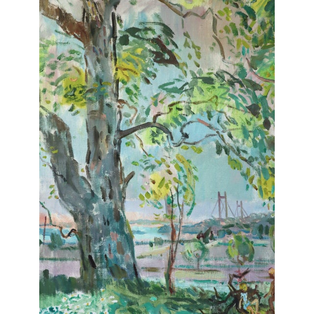 Green Mid-Century Modern 'Canopy of Light' Vintage Swedish Expressive Original Landscape Oil Painting, Framed For Sale - Image 8 of 11