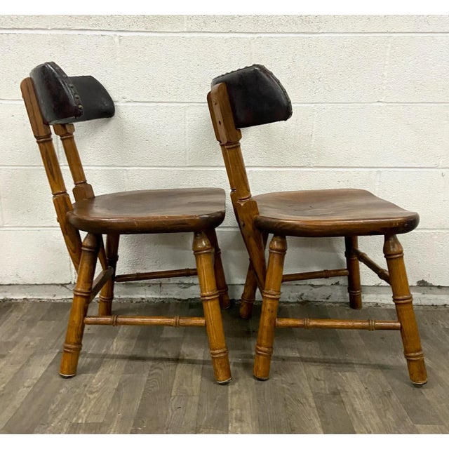 Wood Vintage Dixie Furniture Company Young Hinkle Corporation Curved Back Pub Chairs - Pair For Sale - Image 7 of 10