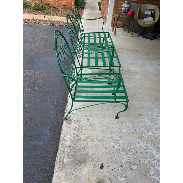 Meadowcraft Style Vintage Outdoor Wrought Iron Sofa & Chair, 2 Pieces For Sale - Image 9 of 9