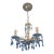 1900s Fabulous Antique Bronze Chandelier With Blue Crystal Drops For Sale