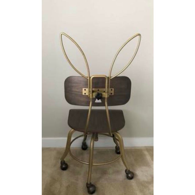 Pottery Barn Kids x Emily & Meritt Bunny Ears Desk Chair Wooden Bunny Chair with wheels. Gold metal rabbit ears, wooden...