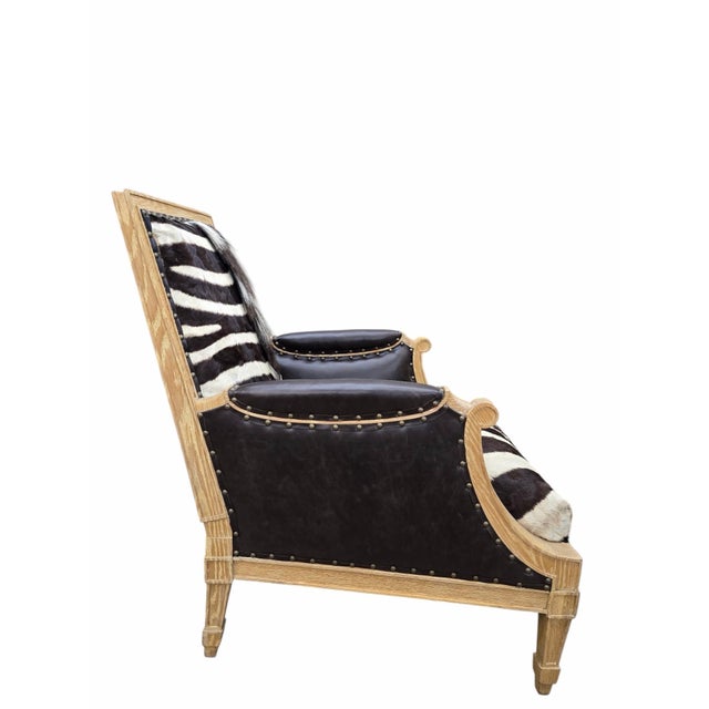 Vintage Frank Emilio Lounge Chair by Mattaliano Newly Reupholstered in Genuine Hide & Distressed Espresso Italian Leather For Sale - Image 4 of 12