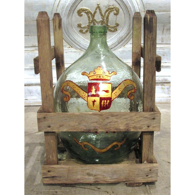 Hand Painted Antique Demi John Bottle From Normandy, France, ‘Pinot Noir’, Original Crate For Sale In Dallas - Image 6 of 9