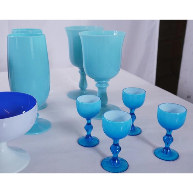 Glass Vintage Italian Carlo Moreti MCM Sherbet Champagne Glasses, Moser Whisky Crystal Barware & Murano Glass Goblets Portieux Vallerysthal Style, Set 44pcs For Sale - Image 7 of 7