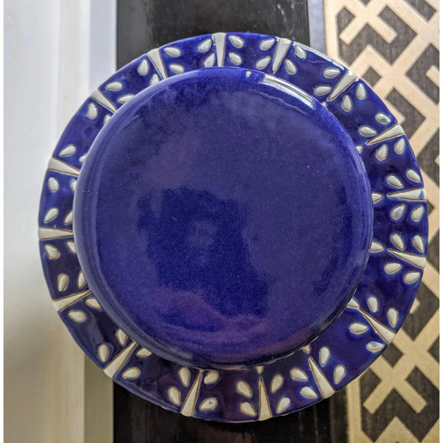 2010s Blue and White Glazed Ceramic Urn For Sale - Image 5 of 6