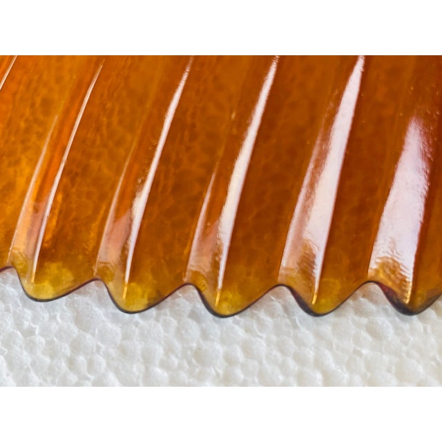 Mid-Century Amber Swirl Glass Fruit Bowl, 1970s For Sale - Image 13 of 18