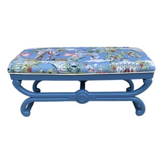 Vintage Hand Painted Chinoiserie Bench For Sale