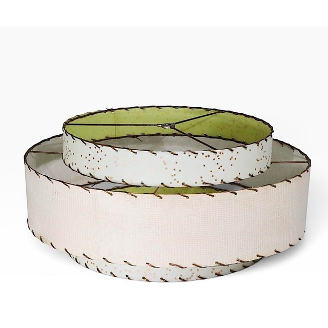 Exceptional Mid Century fiberglass lamp shade, having three ring form tiers. This example is in excellent, original, clean...