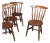 Set of 4 Antique Station Chairs, English Beech Dining Seat, Reception, Edwardian For Sale