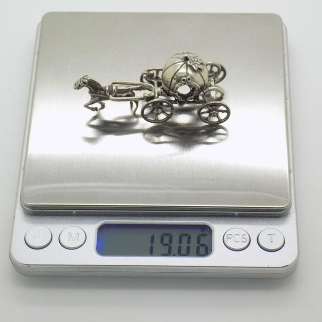 Silver Vintage Italian Handmade Genuine Silver Cinderella Carriage Figurine by Arpa Silversmith, 1970s For Sale - Image 8 of 11
