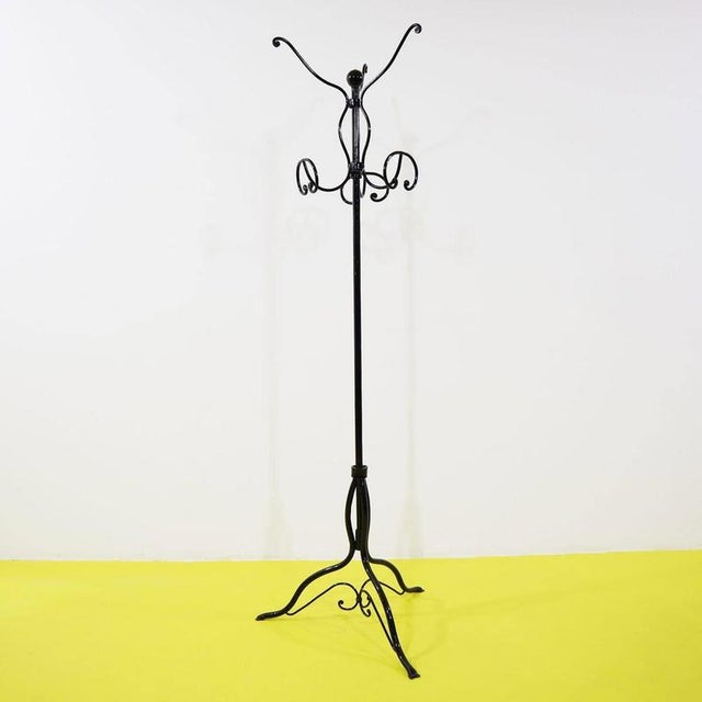 Black Wrought Iron Floor Coat Rack with Scrolls For Sale - Image 9 of 9